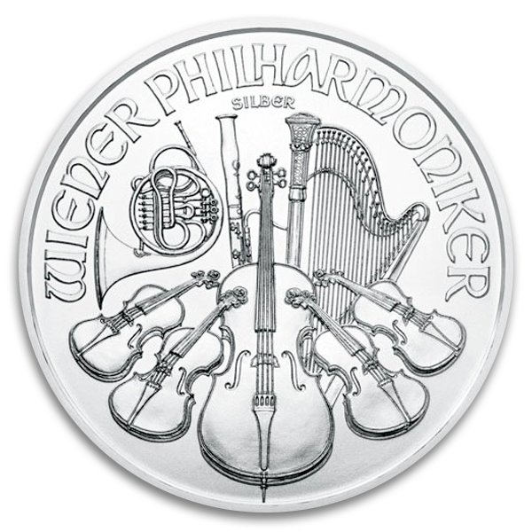 1 oz Austrian Silver Philharmonic Coin (BU, Dates Vary)