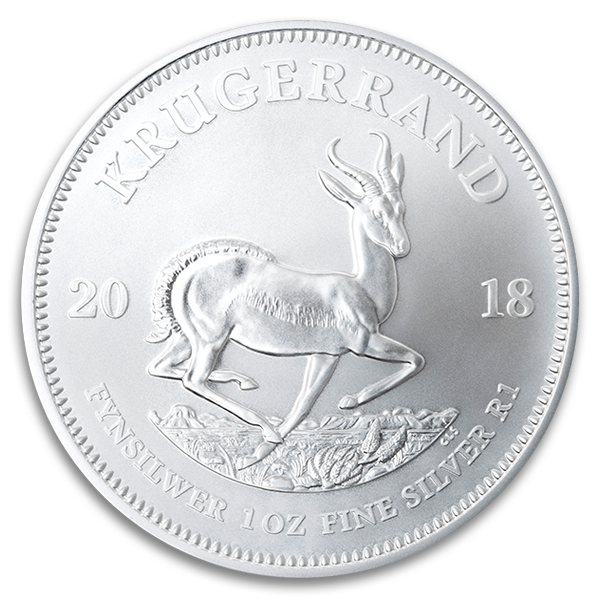 1 oz South African Silver Krugerrand Coin (BU, Dates Vary)