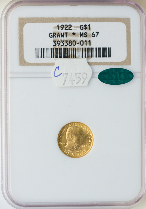 1922 Grant $1 Gold Commemorative With Star NGC MS67 CAC 1922 Grant $1 Gold Commemorative With Star NGC MS67 CAC