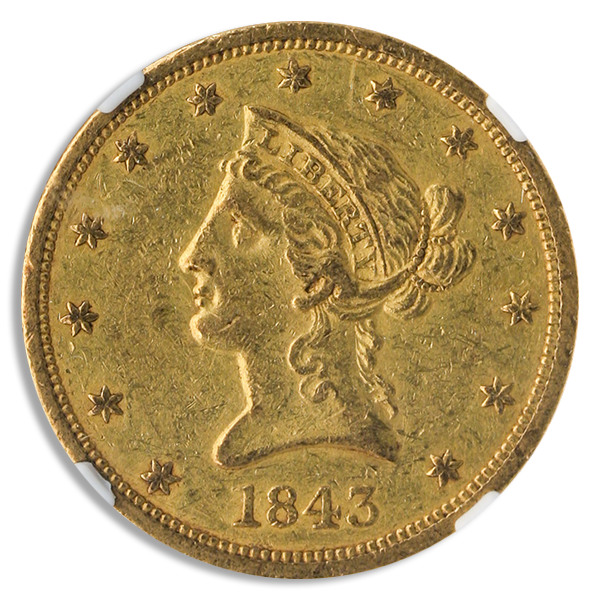 1843-O $10 Liberty NGC AU55