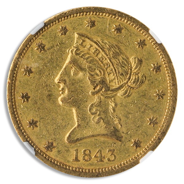 1843-O $10 Liberty NGC AU55 1843-O $10 Liberty NGC AU55