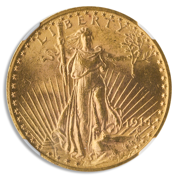 1914 $20 Saint Gaudens NGC MS62 CAC