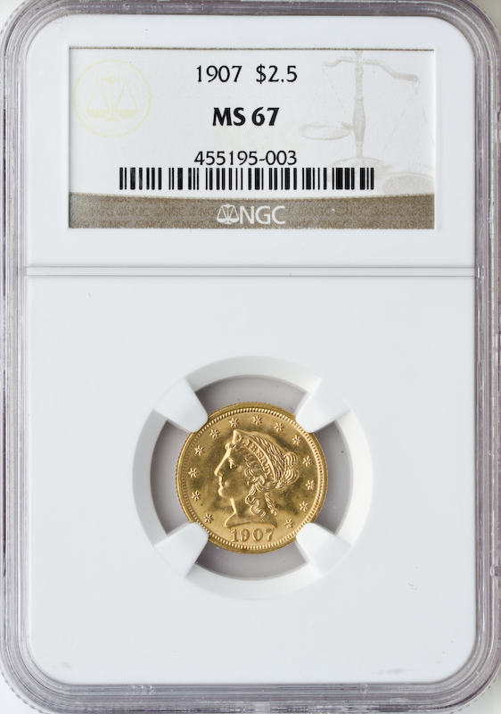 1907 $2 1/2 Liberty NGC MS67