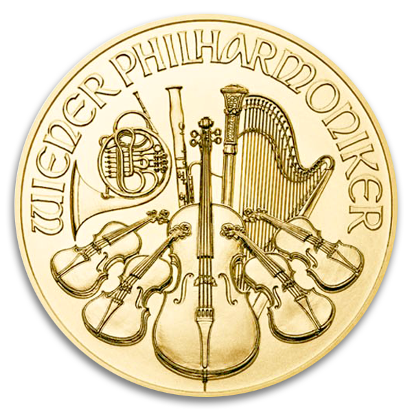 1 oz Austrian Gold Philharmonic Coin (Dates Vary, BU) 1 oz Austrian Gold Philharmonic Coin (Dates Vary, BU)