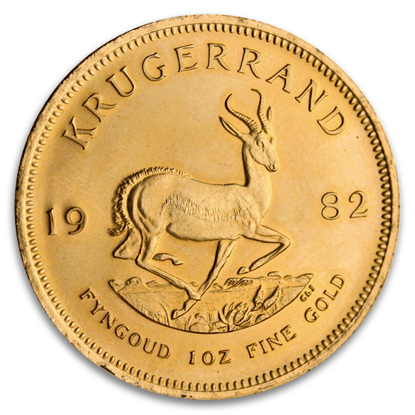 1 oz South African Gold Krugerrand Coin (Circ, Dates Vary)