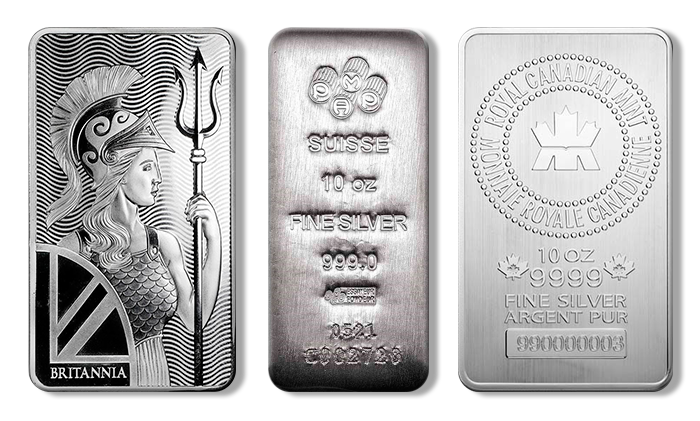 10 oz Silver Bars (Types and Conditions Vary) 10 oz Silver Bars (Types and Conditions Vary)