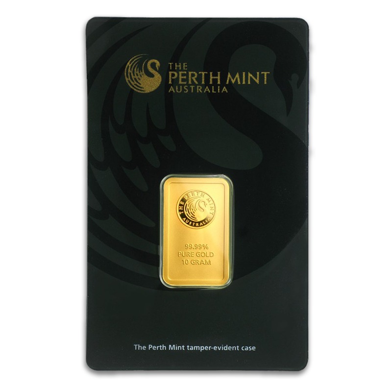 10 gram Perth Mint Gold Bar (New w/assay, Types Vary)