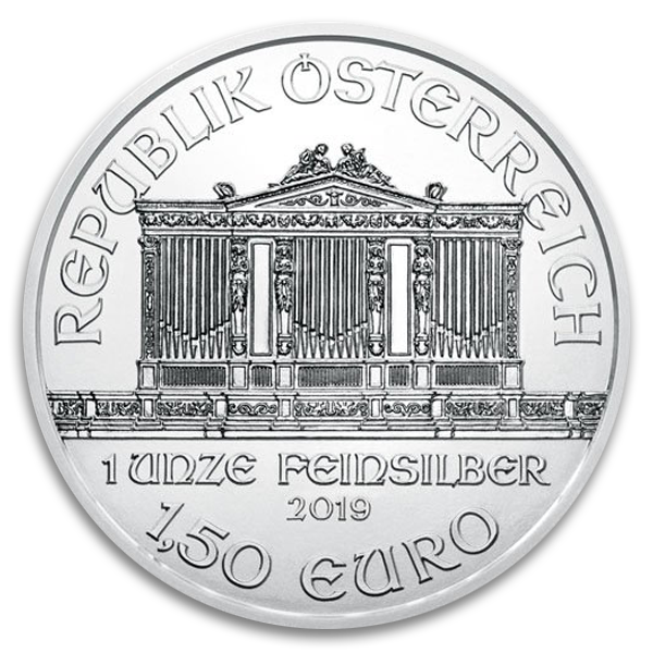 1 oz Austrian Silver Philharmonic Coin (BU, Dates Vary)