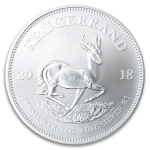 1 oz South African Silver Krugerrand Coin (BU, Dates Vary)