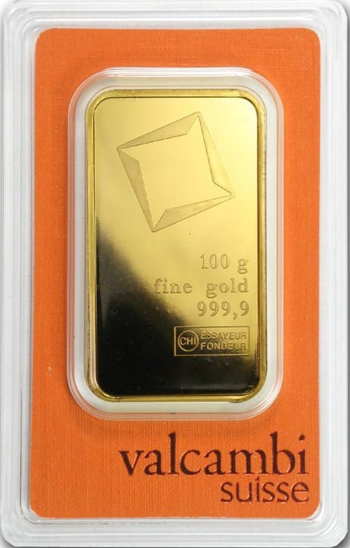 100 Gram Gold Bar - Valcambi 100 Gram Gold Bar - Valcambi