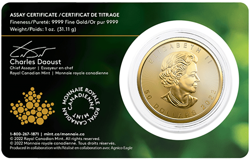 1 oz. Canadian Gold Maple Leaf - Single Source (BU)
