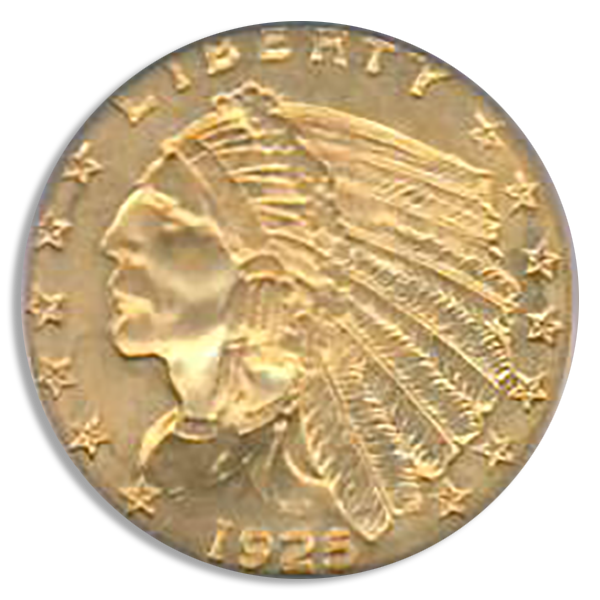 1925-D $2 1/2 Indian PCGS MS65 CAC 1925-D $2 1/2 Indian PCGS MS65 CAC