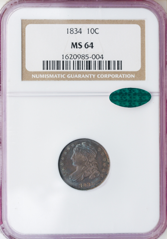 1834 Capped Bust Dime NGC MS64 CAC 1834 Capped Bust Dime NGC MS64 CAC