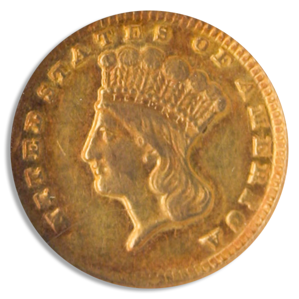 1861-D $1 Gold NGC AU58 CAC