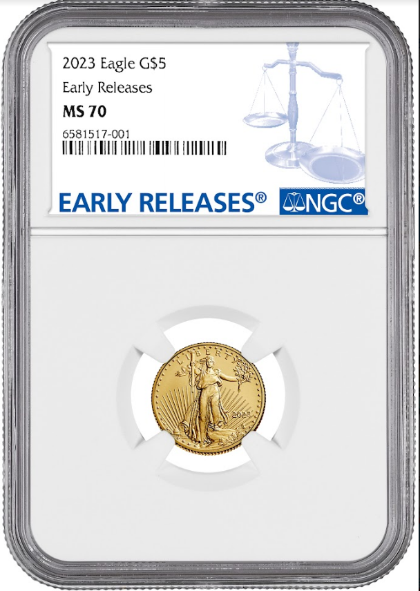 2023 1/10 oz. gold american eagle ngc early releases obverse slab