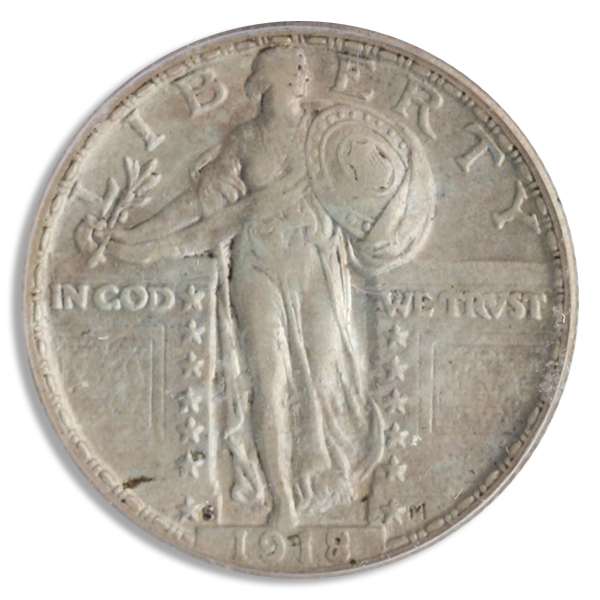 1918/7-S Standing Liberty Quarter PCGS AU50 CAC 1918/7-S Standing Liberty Quarter PCGS AU50 CAC