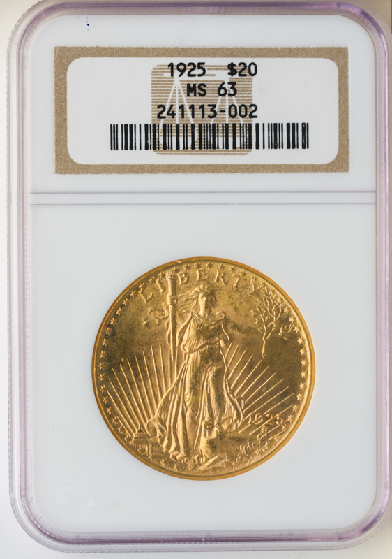 1925 $20 Saint Gaudens NGC MS63