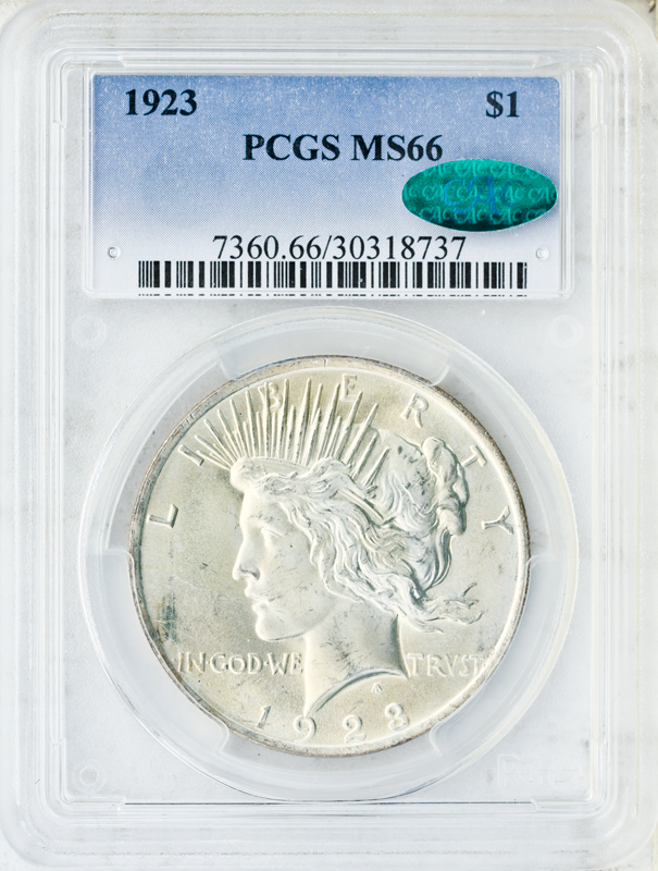 1923 Peace $1 PCGS MS66 CAC 1923 Peace $1 PCGS MS66 CAC