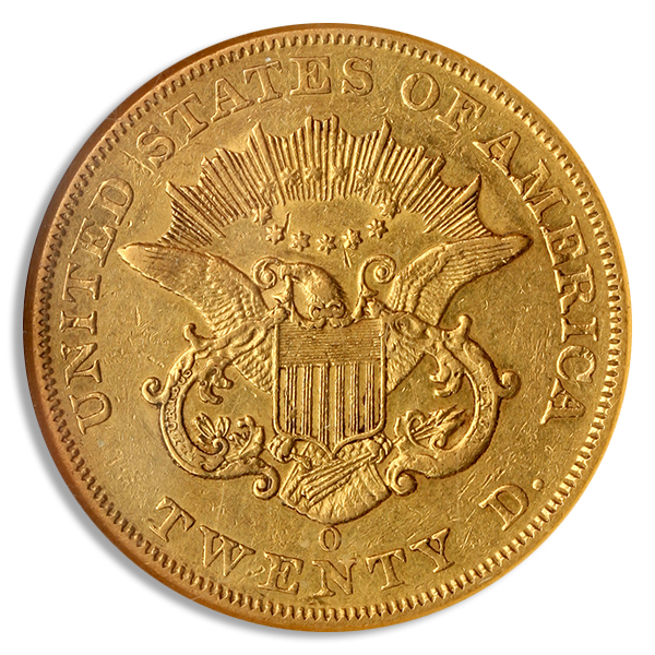 1852-O $20 Liberty NGC AU50 CAC