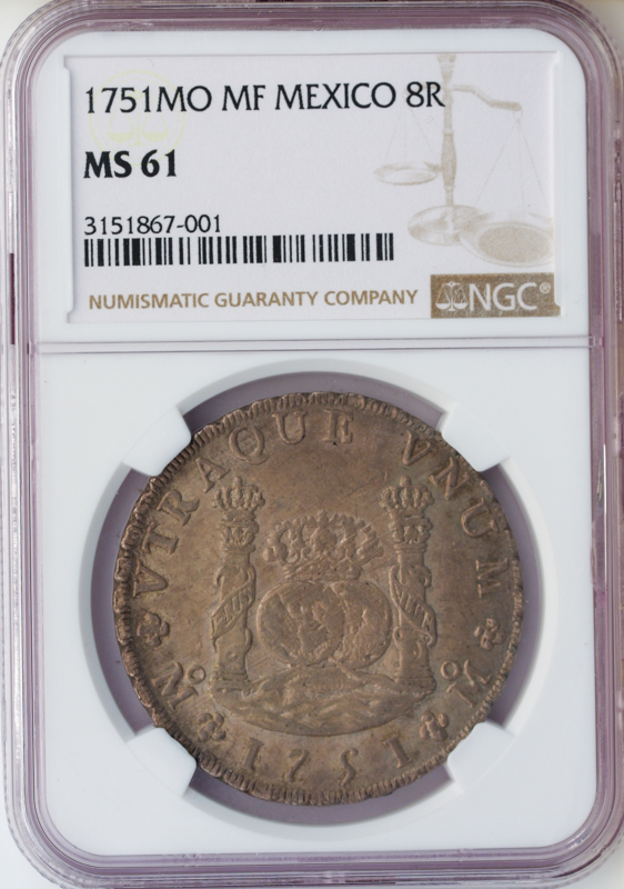 1751 8 Reales Mexico Pillar $1 NGC MS61 1751 8 Reales Mexico Pillar $1 NGC MS61