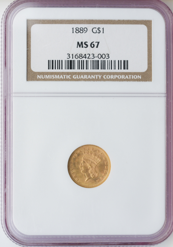 1889 $1 Gold NGC MS67