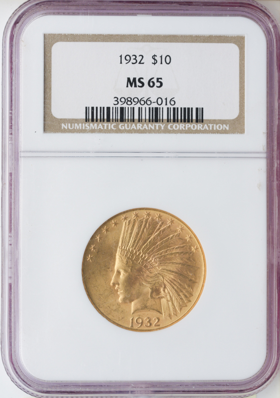 $10 Indian Certified MS65 (Dates/Types Vary)