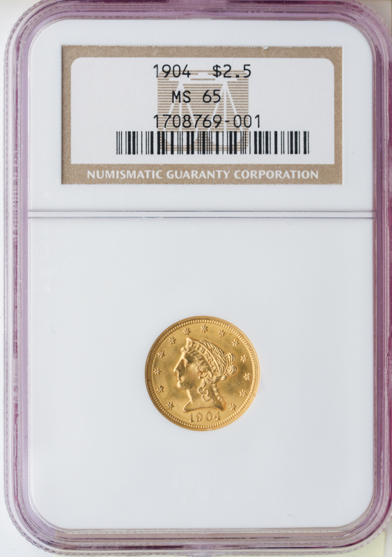 $2 1/2 Liberty Certified MS65 (Dates/Types Vary)