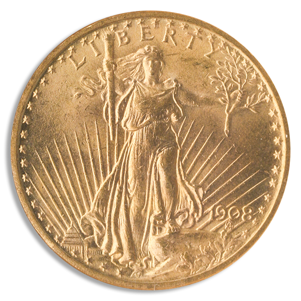 $20 Saint Gaudens No Motto Certified MS66 (Dates/Types Vary)