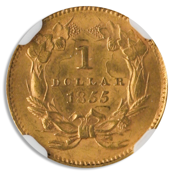 1855 Gold $1 Type 2 NGC MS62