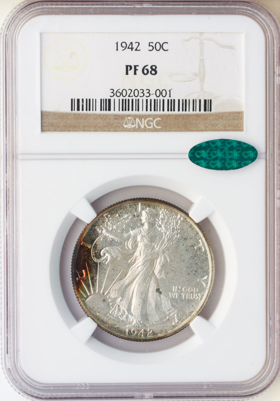 1942 Walking Liberty Half Dollar NGC PR68 CAC 1942 Walking Liberty Half Dollar NGC PR68 CAC