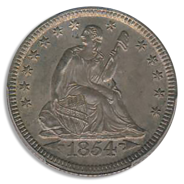 1854 Seated Liberty Quarter PCGS MS65 CAC