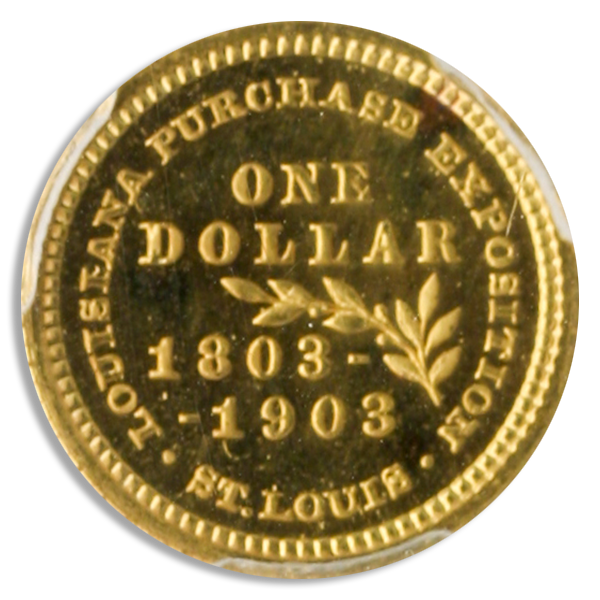 1903 $1 Louisiana Purchase Jefferson Gold Commemorative PCGS PR67 CAC +