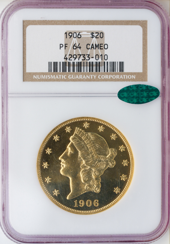 1906 $20 Liberty NGC PR64 Cameo CAC