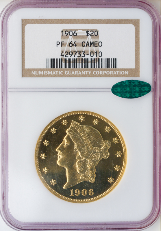 1906 $20 Liberty NGC PR64 Cameo CAC 1906 $20 Liberty NGC PR64 Cameo CAC