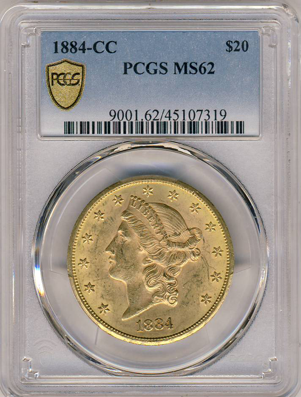 1884-CC $20 Liberty PCGS MS62