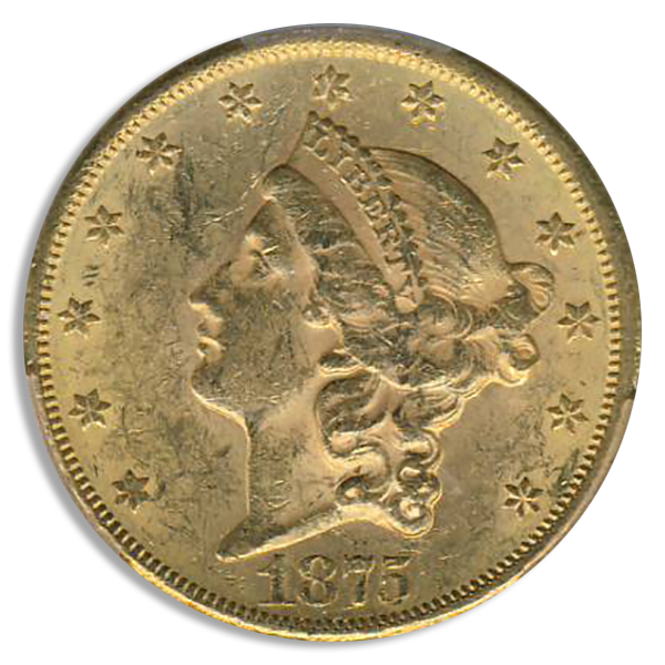 1875-CC $20 Liberty PCGS MS60 CAC