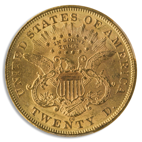 1875-CC $20 Liberty PCGS AU58