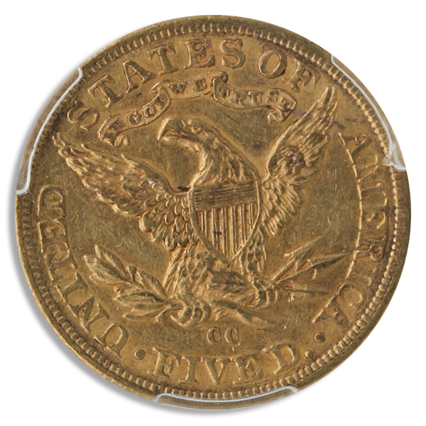 1890-CC $5 Liberty PCGS AU58 CAC