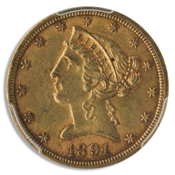 1897-CC $5 Liberty PCGS AU53