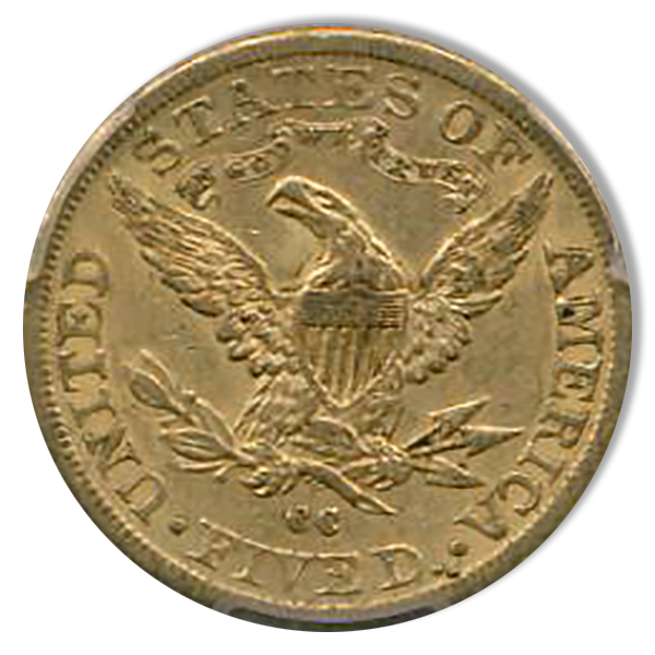 1891-CC $5 Liberty PCGS AU55 CAC