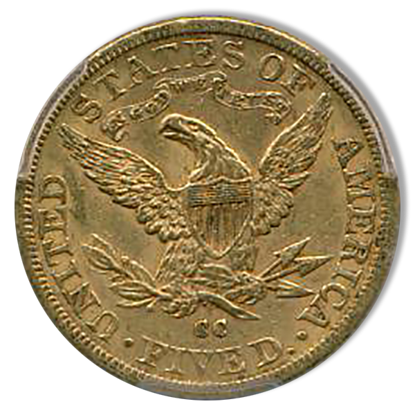 1891-CC $5 Liberty PCGS AU58 CAC