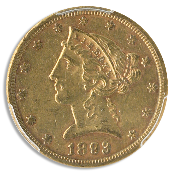 1893-CC $5 Liberty PCGS AU55 CAC