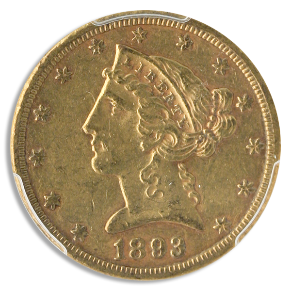 1893-CC $5 Liberty PCGS AU55 CAC 1893-CC $5 Liberty PCGS AU55 CAC