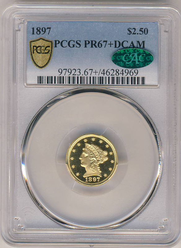 1897 $2.50 Liberty PCGS Deep Cameo PR67 CAC + 1897 $2.50 Liberty PCGS Deep Cameo PR67 CAC +