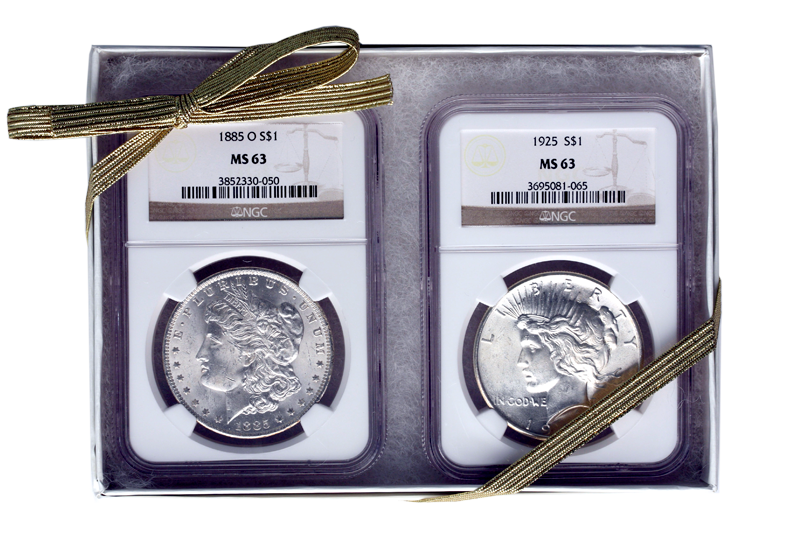 Morgan and Peace $1 Set NGC MS63 (Dates/Types Vary)