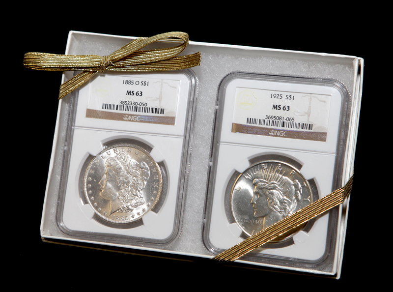 Morgan and Peace $1 Set NGC MS63 (Dates/Types Vary)