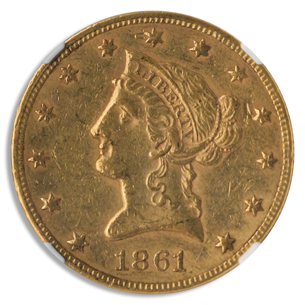 1861 $10 Liberty NGC AU58 CAC
