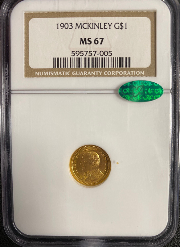 1903 McKinley Gold Commemorative $1 NGC MS67 CAC 1903 McKinley Gold Commemorative $1 NGC MS67 CAC