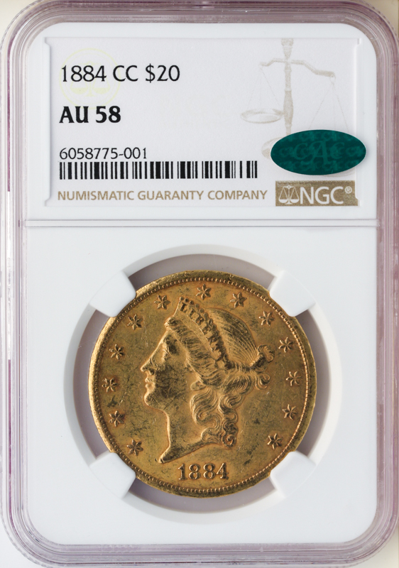 1884-CC $20 Liberty NGC AU58 CAC
