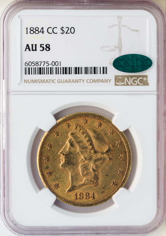1884-CC $20 Liberty NGC AU58 CAC 1884-CC $20 Liberty NGC AU58 CAC